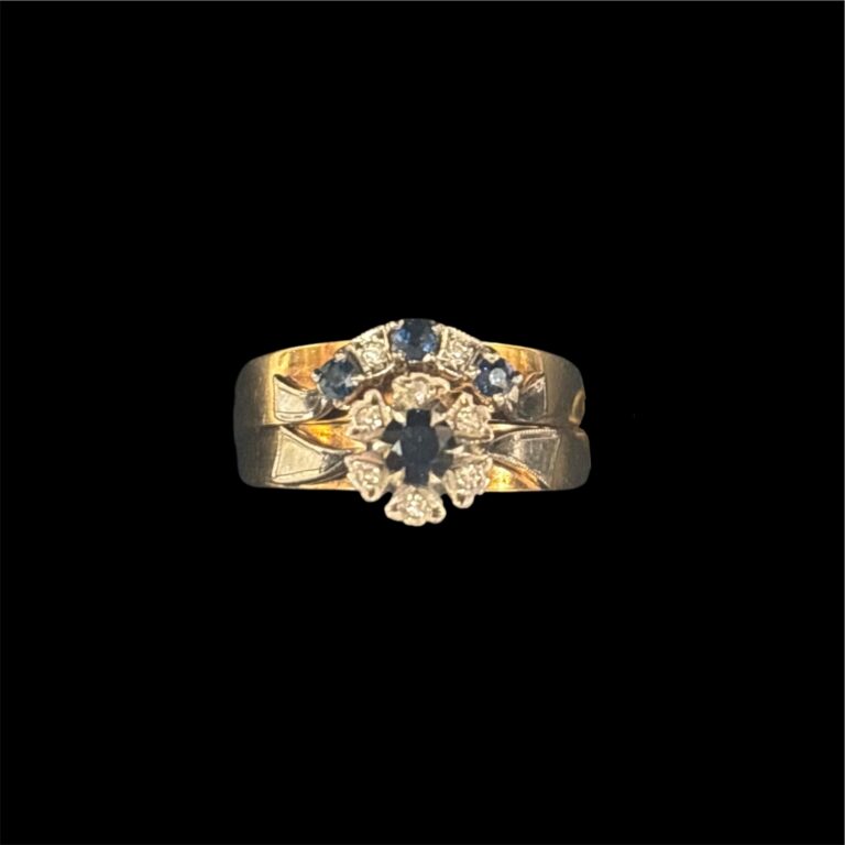 T0013 - 9CT Gold Companion Rings Sapphire and Diamond - Heritage ...